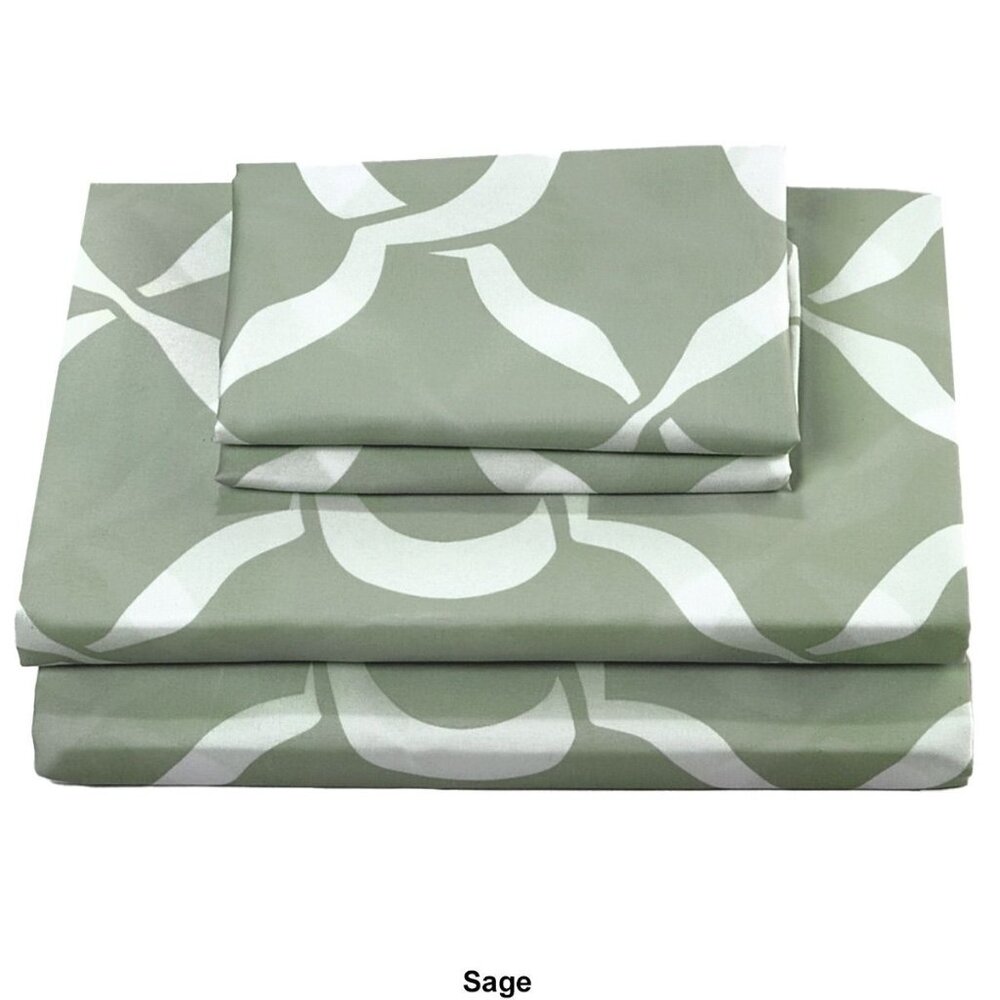 Luxurious Sage Green 6-Piece Full Sheet Set By Leluxe Home Polyester Lightweight
